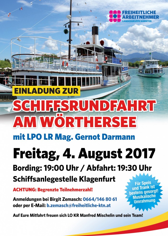 Wörthersee-Schiffsrundfahrt der Freiheitlichen Arbeitnehmer