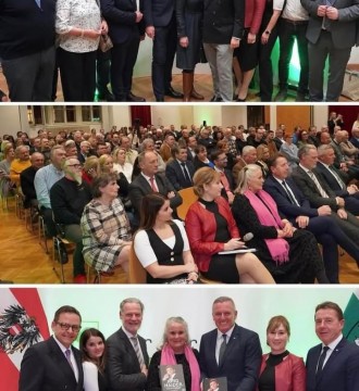 Gf. BO Landesobmann der Freiheitlichen Arbeitnehmer, Manfred Mischelin, gemeinsam mit Landesparteiobmann Erwin Angerer, Claudia ...